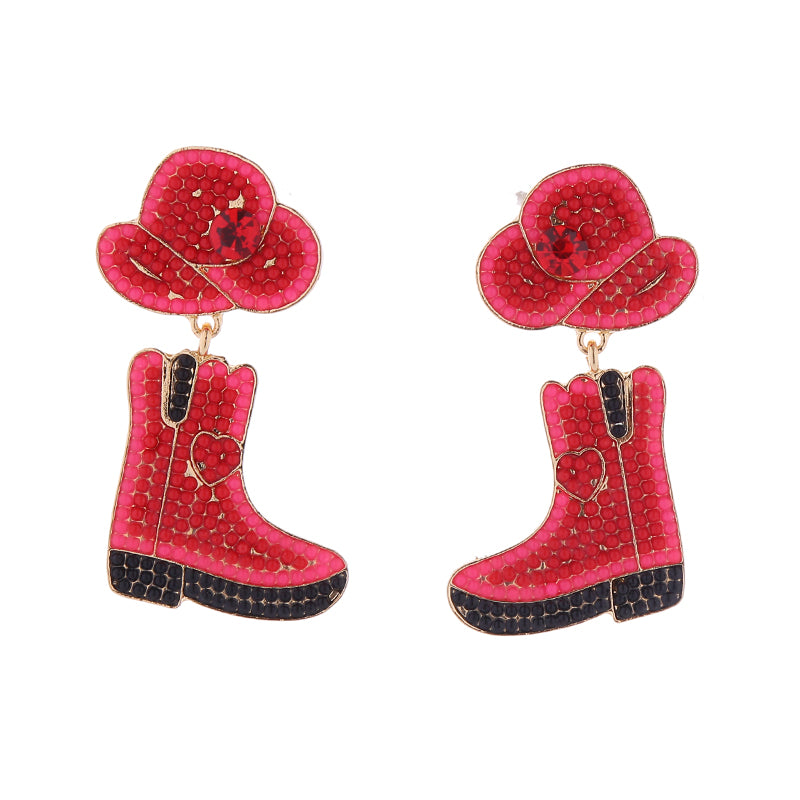 1 Pair Retro Exaggerated Boots Inlay Alloy Artificial Pearls Beads Drop Earrings