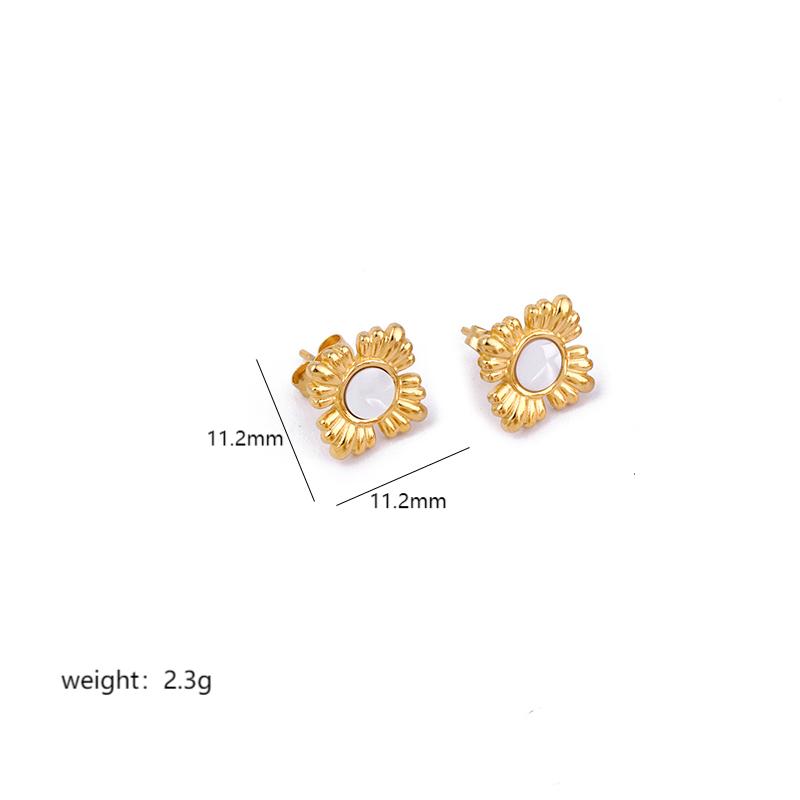 1 Pair Commute Flower Plating Inlay Stainless Steel Acrylic 18k Gold Plated Ear Studs