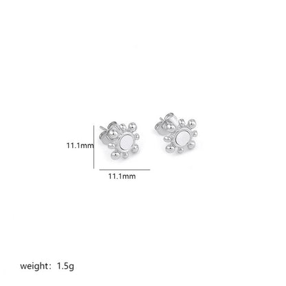 1 Pair Commute Flower Plating Inlay Stainless Steel Acrylic 18k Gold Plated Ear Studs