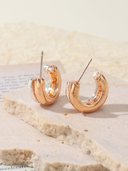 1 Pair Simple Style C Shape Layered Plating Zinc Alloy Rose Gold Plated Silver Plated Ear Studs