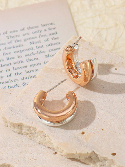 1 Pair Simple Style C Shape Layered Plating Zinc Alloy Rose Gold Plated Silver Plated Ear Studs