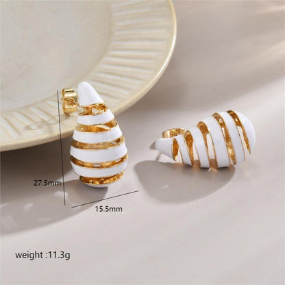 1 Pair Simple Style Water Droplets Enamel Plating Copper 18k Gold Plated Ear Studs