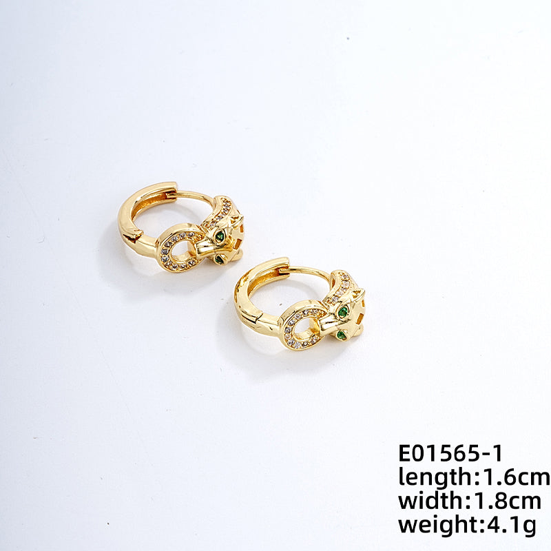 1 Pair Lady Animal Plating Inlay Copper Zircon Gold Plated Earrings