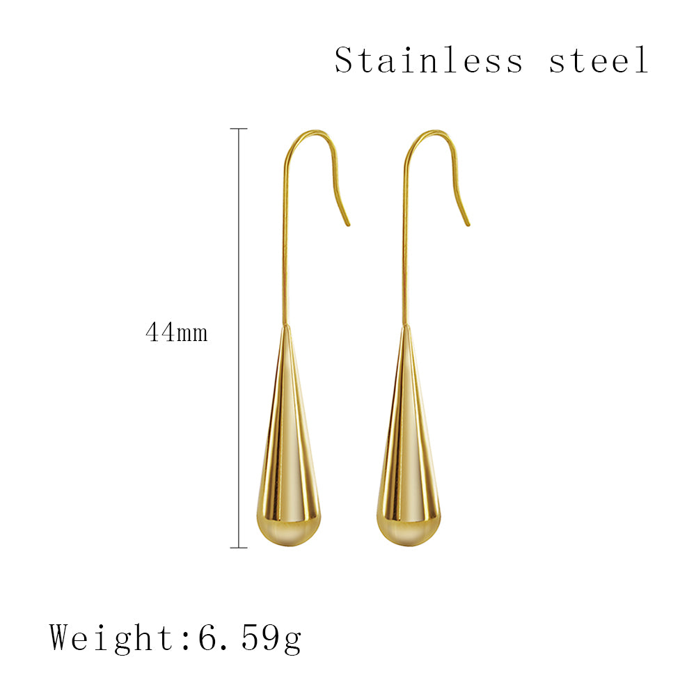 1 Pair Simple Style Water Droplets Plating Stainless Steel 18k Gold Plated Drop Earrings