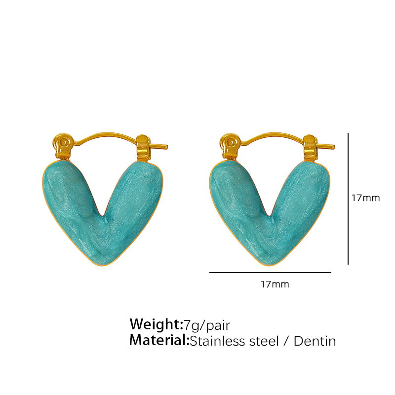 1 Pair Elegant Cute Sweet Heart Shape Plating Titanium Steel 18k Gold Plated Earrings