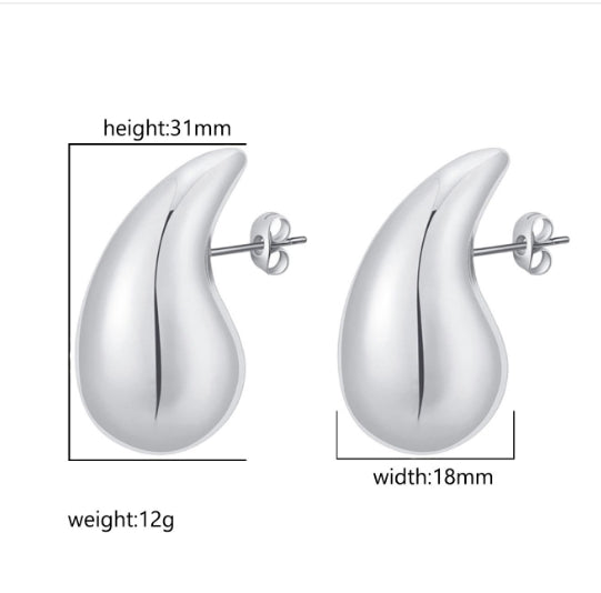 1 Pair Simple Style Water Droplets Plating Titanium Steel Ear Studs