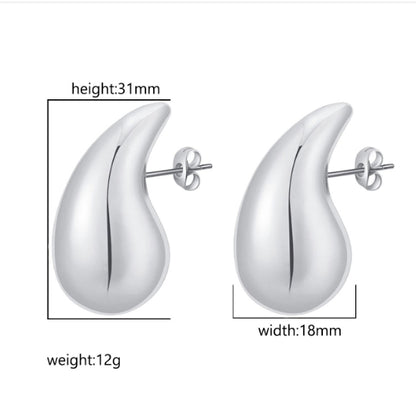 1 Pair Simple Style Water Droplets Plating Titanium Steel Ear Studs