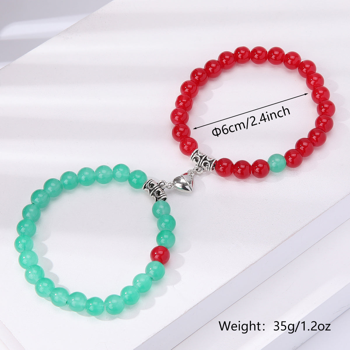 Simple Style Classic Style Heart Shape Stone Beaded Magnetic Metal Button Valentine's Day Couple Bracelets