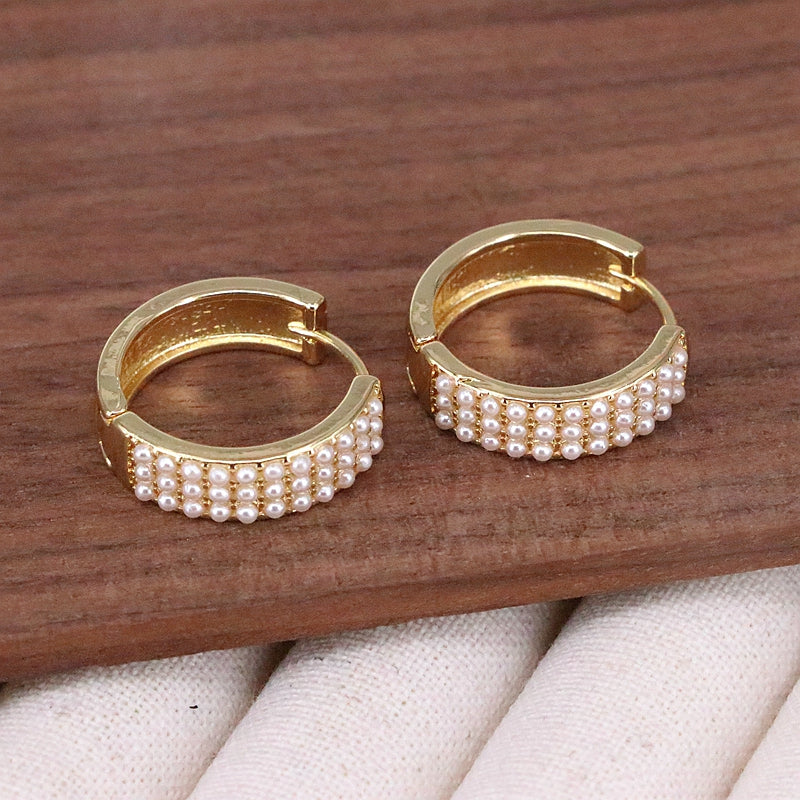 1 Pair Ig Style Elegant Geometric Plating Inlay Copper Artificial Pearls 18k Gold Plated Earrings