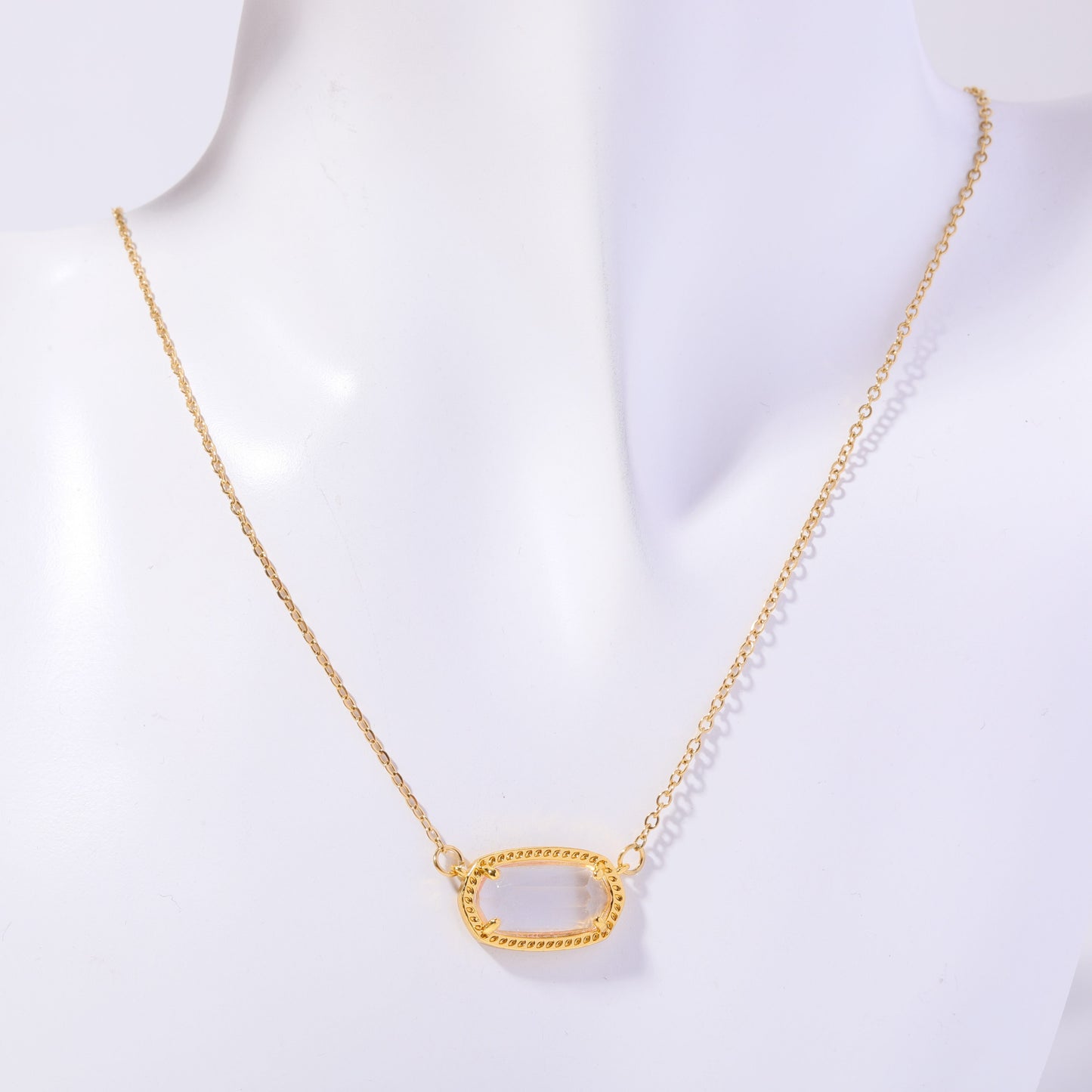 Simple Style Oval Stainless Steel Plating Inlay Zircon 18k Gold Plated Necklace