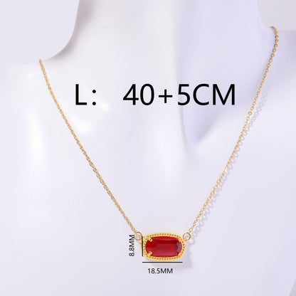 Casual Simple Style Oval Copper Plating Inlay Shell Zircon 18k Gold Plated Pendant Necklace