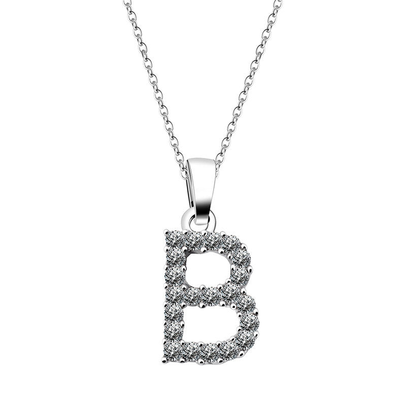 Simple Style Letter Alloy Inlay Rhinestones Women's Pendant Necklace