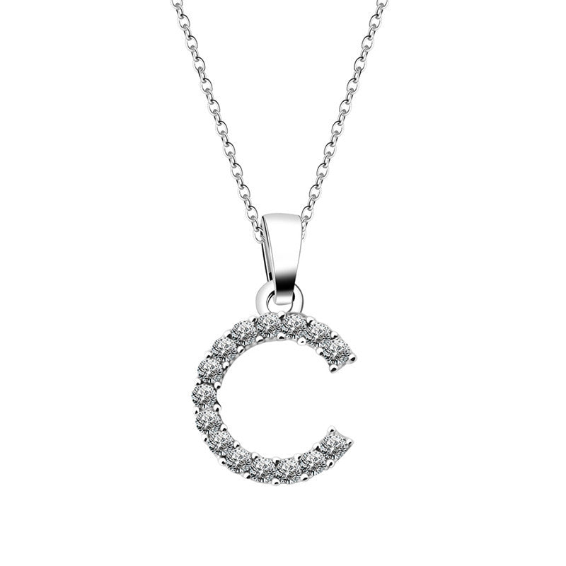 Simple Style Letter Alloy Inlay Rhinestones Women's Pendant Necklace