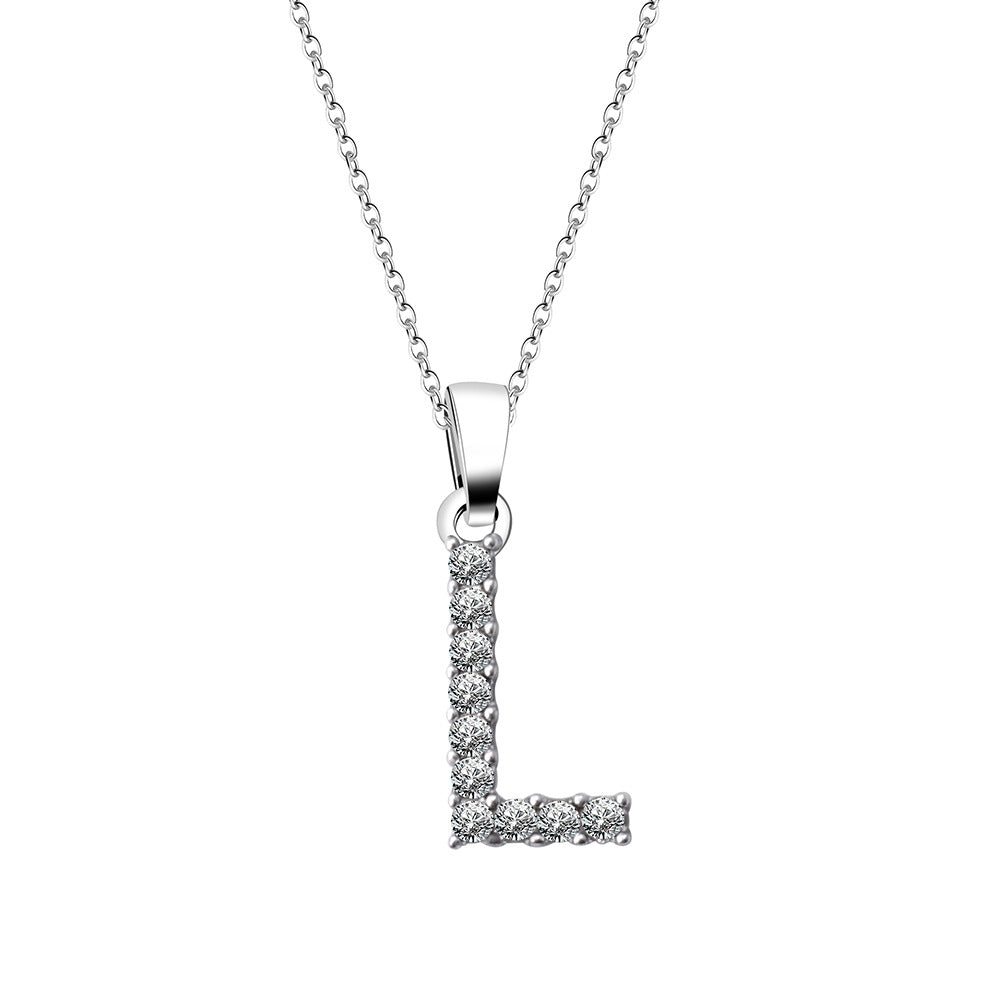 Simple Style Letter Alloy Inlay Rhinestones Women's Pendant Necklace