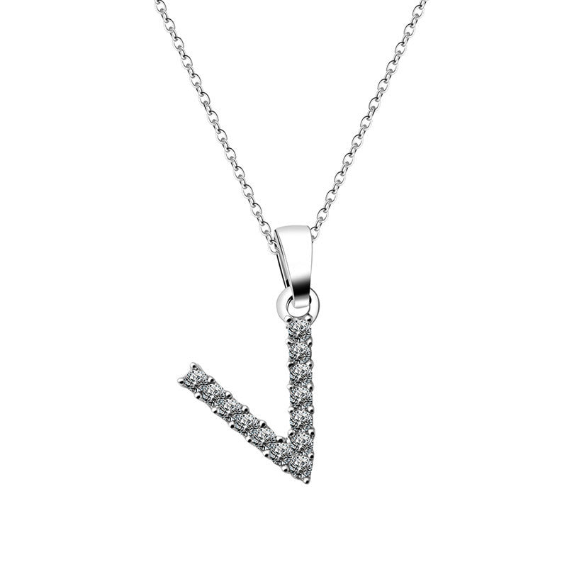 Simple Style Letter Alloy Inlay Rhinestones Women's Pendant Necklace