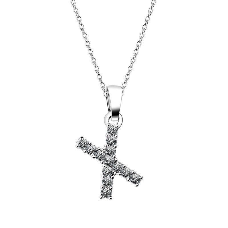 Simple Style Letter Alloy Inlay Rhinestones Women's Pendant Necklace