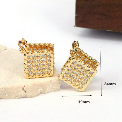 1 Pair Elegant Simple Style Square Plating Copper Zircon Silver Plated Drop Earrings