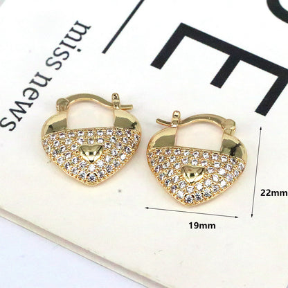 1 Pair Simple Style Shiny Heart Shape Plating Inlay Copper Artificial Rhinestones Zircon 18k Gold Plated Hoop Earrings