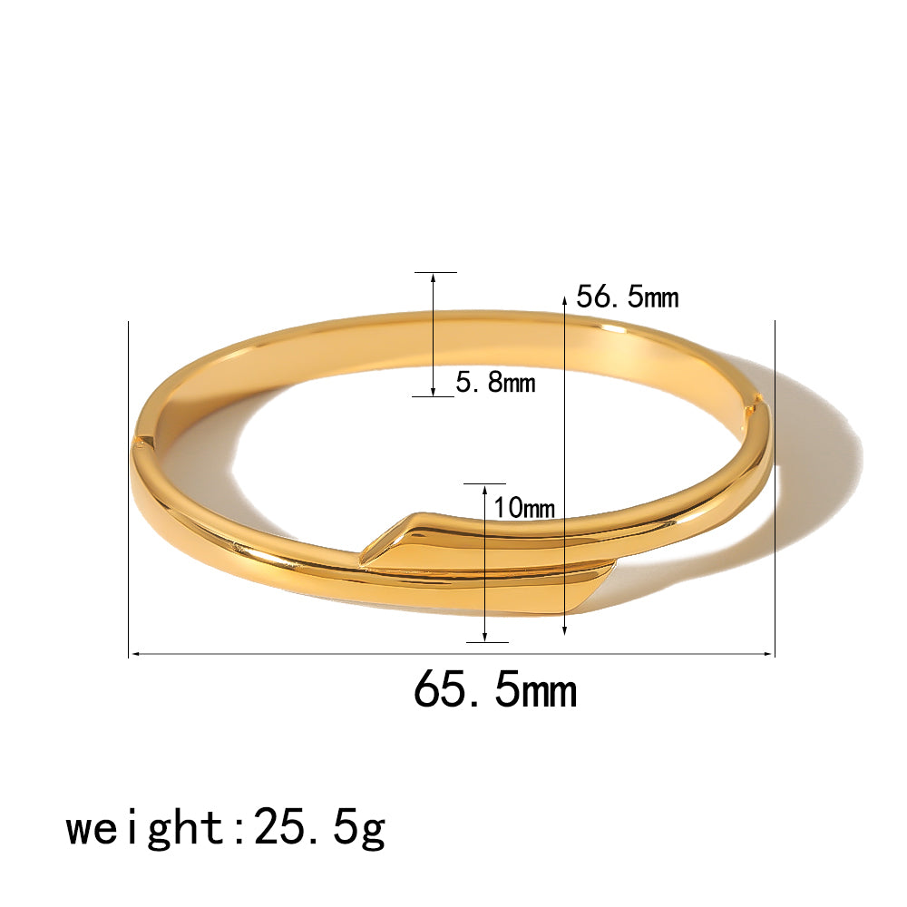 Simple Style Oval Stainless Steel Polishing Plating Zircon 18k Gold Plated Bangle