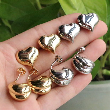 1 Pair Vintage Style Simple Style Heart Shape Plating Copper Ear Studs