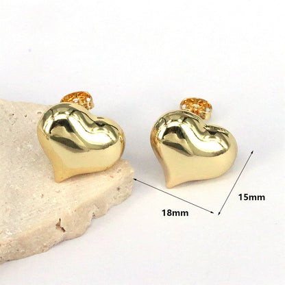 1 Pair Vintage Style Simple Style Heart Shape Plating Copper Ear Studs