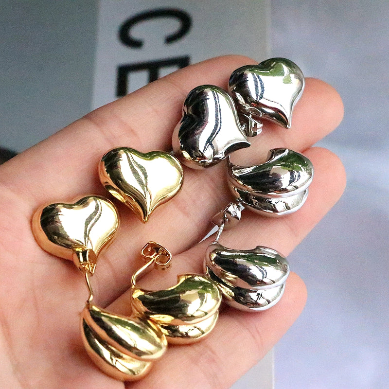 1 Pair Vintage Style Simple Style Heart Shape Plating Copper Ear Studs