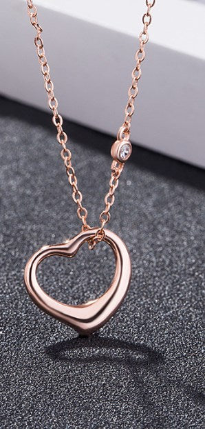 Simple Style Heart Shape Sterling Silver Plating Pendant Necklace