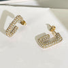 Simple Style Shiny Square Stainless Steel Plating Inlay Rhinestones 18k Gold Plated Ear Studs