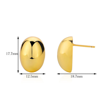 1 Pair Ig Style Simple Style Oval Polishing Plating Copper Alloy Gold Plated Ear Studs