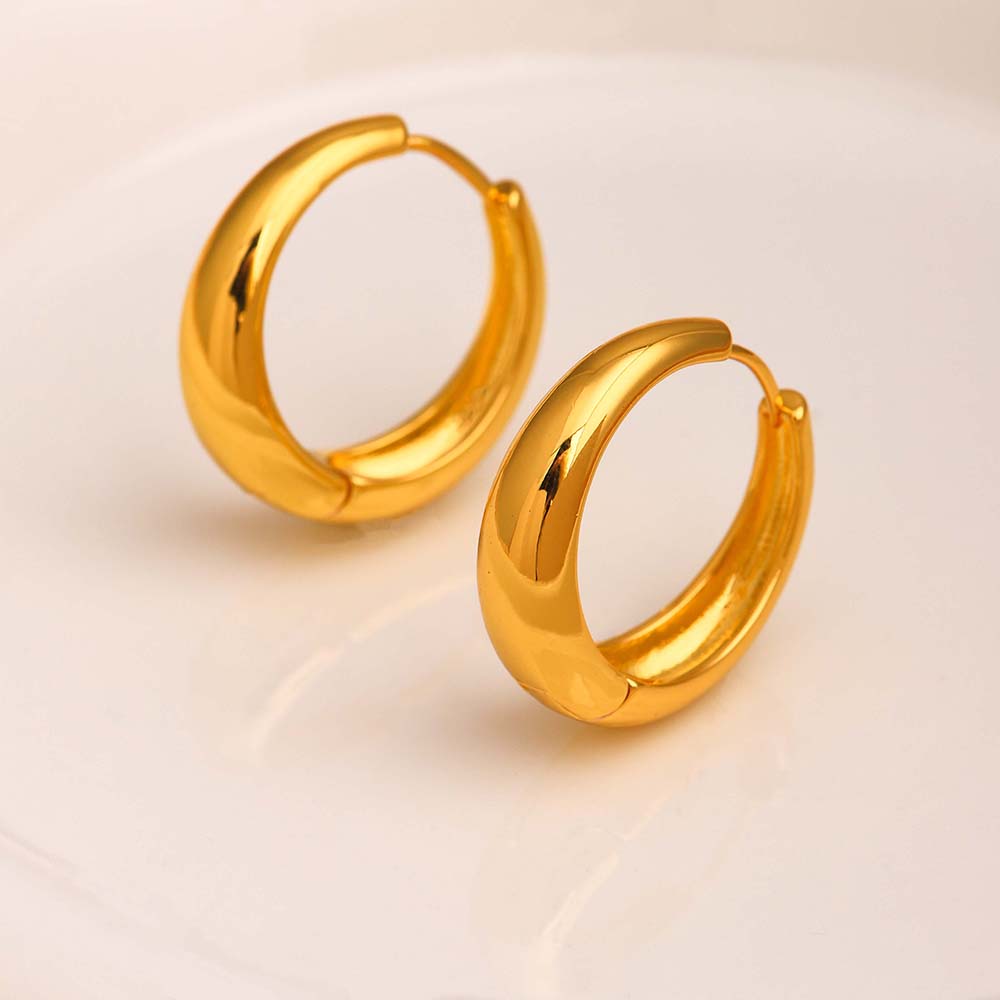 1 Pair Ig Style Simple Style Solid Color Plating Copper 18k Gold Plated Hoop Earrings