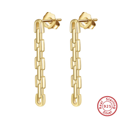 1 Pair Simple Style Geometric Plating Sterling Silver 14k Gold Plated White Gold Plated Drop Earrings