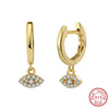 1 Pair Simple Style Eye Polishing Plating Inlay Sterling Silver Zircon 14k Gold Plated White Gold Plated Drop Earrings