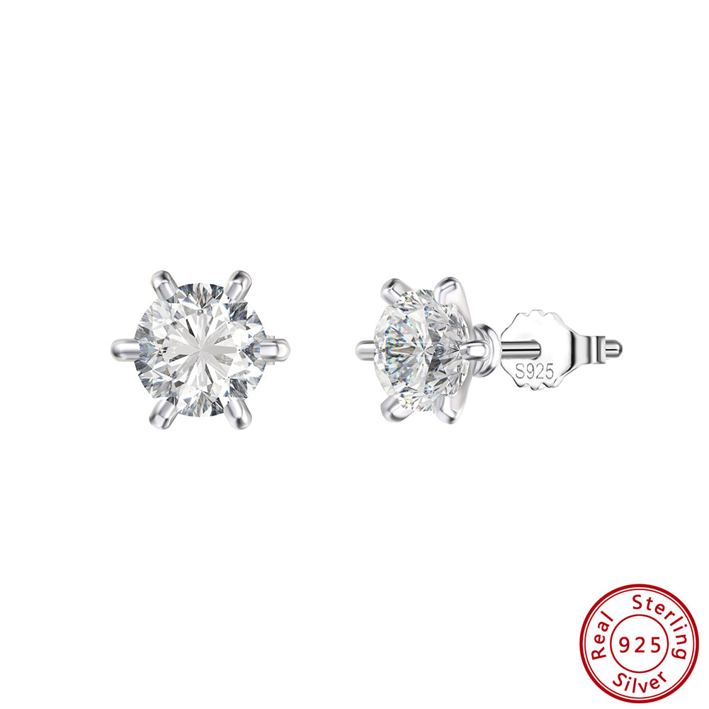 1 Pair Simple Style Geometric Plating Inlay Sterling Silver Zircon White Gold Plated Ear Studs