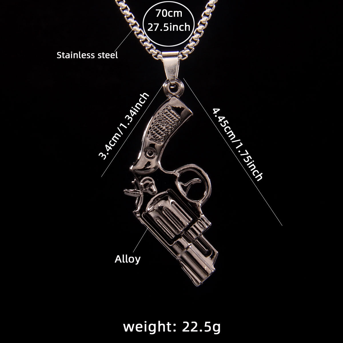 Hip-Hop Pistol 201 Stainless Steel Zinc Alloy Plating Men'S Pendant Necklace