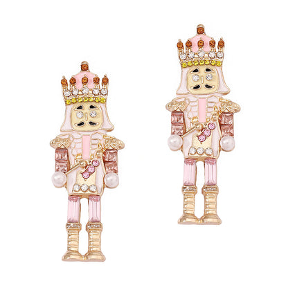 1 Pair Cartoon Style Cartoon Character Enamel Inlay Alloy Artificial Pearls Rhinestones Drop Earrings