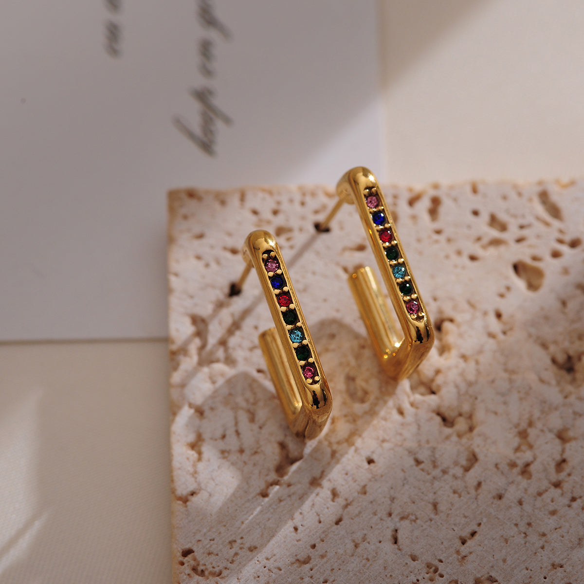 1 Pair Elegant Luxurious Simple Style Solid Color Plating Inlay Stainless Steel Zircon 18k Gold Plated Ear Studs