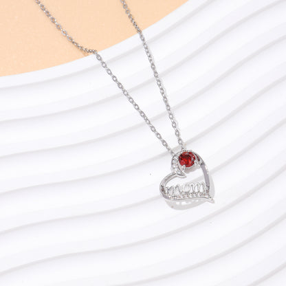 Simple Style Letter Heart Shape Titanium Steel Copper Plating Inlay Zircon Pendant Necklace