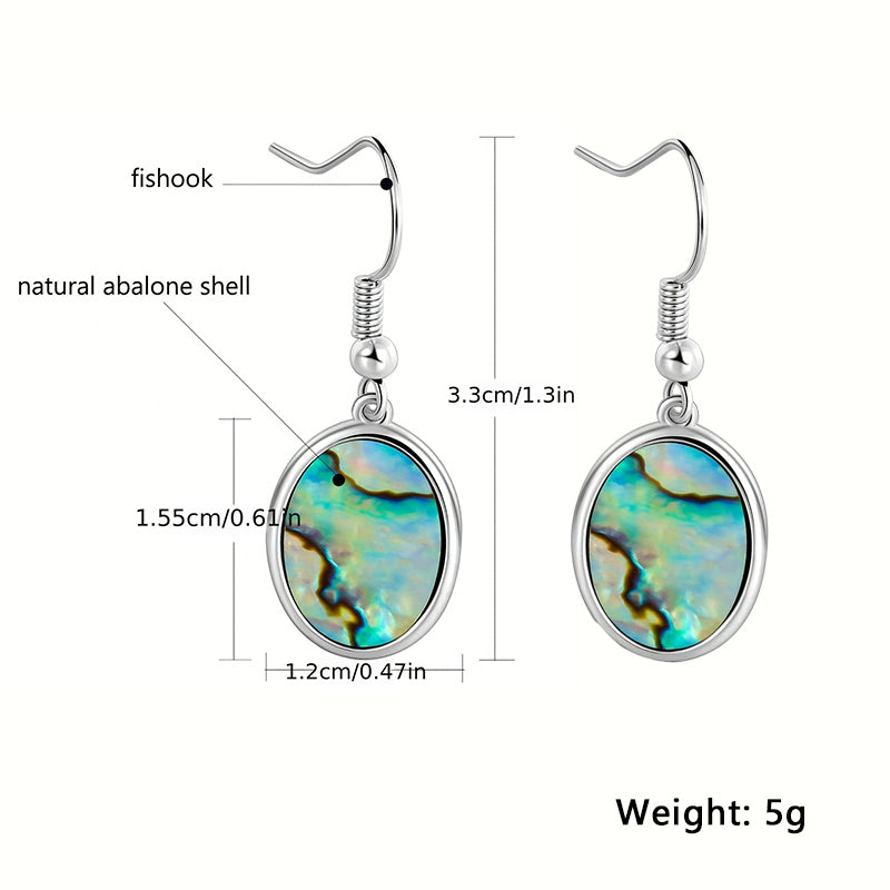 1 Pair Simple Style Oval Plating Inlay Copper Shell White Gold Plated Drop Earrings