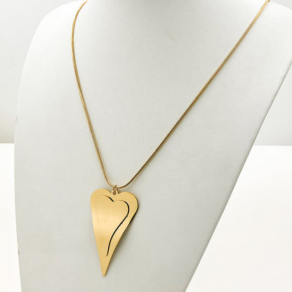 Simple Style Heart Shape Stainless Steel Plating Gold Plated Pendant Necklace