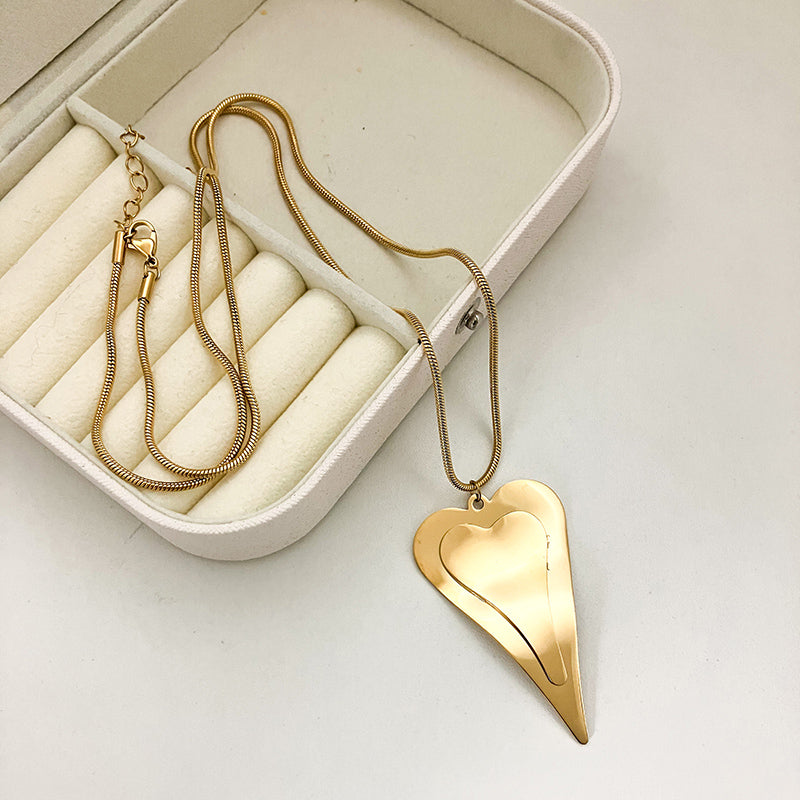 Simple Style Heart Shape Stainless Steel Plating Gold Plated Pendant Necklace