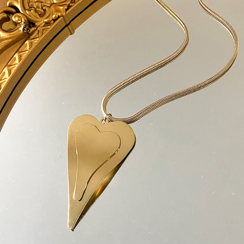 Simple Style Heart Shape Stainless Steel Plating Gold Plated Pendant Necklace