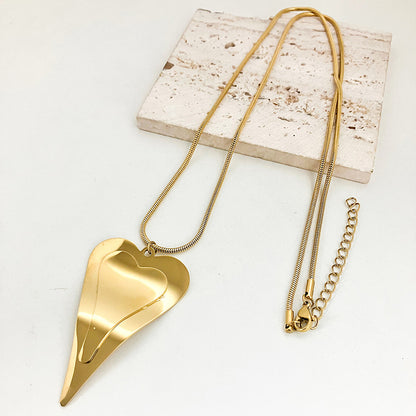 Simple Style Heart Shape Stainless Steel Plating Gold Plated Pendant Necklace