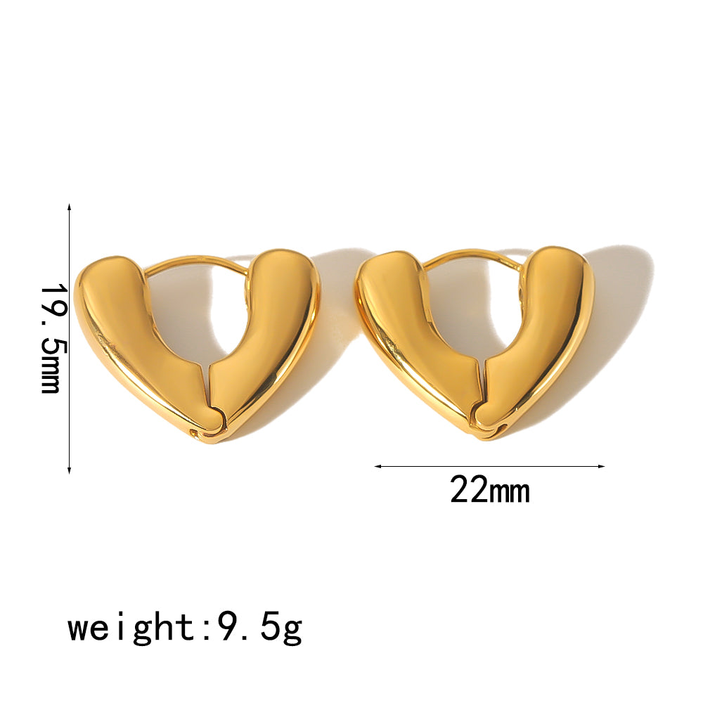 1 Pair Simple Style Heart Shape Polishing Plating Stainless Steel 18k Gold Plated Earrings