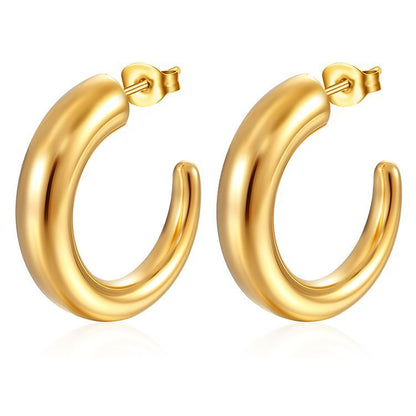 1 Pair Fashion Solid Color Plating 304 Stainless Steel 18K Gold Plated Earrings