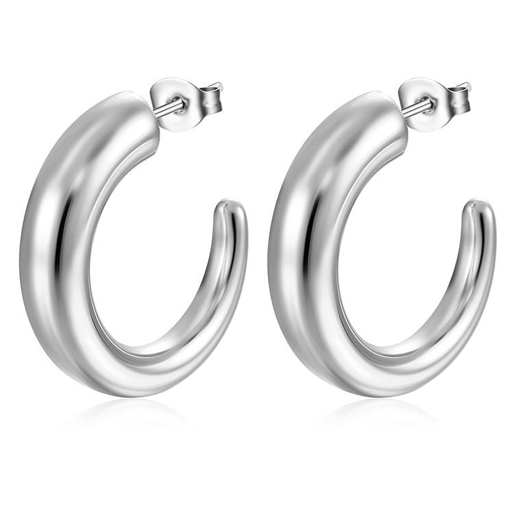 1 Pair Fashion Solid Color Plating 304 Stainless Steel 18K Gold Plated Earrings