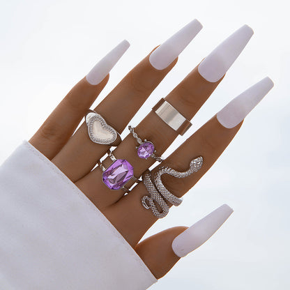 1 Set Fashion Snake Dragonfly Butterfly Alloy Plating Inlay Rhinestones Women's Unisex Rings