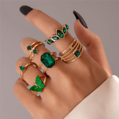 1 Set Fashion Snake Dragonfly Butterfly Alloy Plating Inlay Rhinestones Women's Unisex Rings