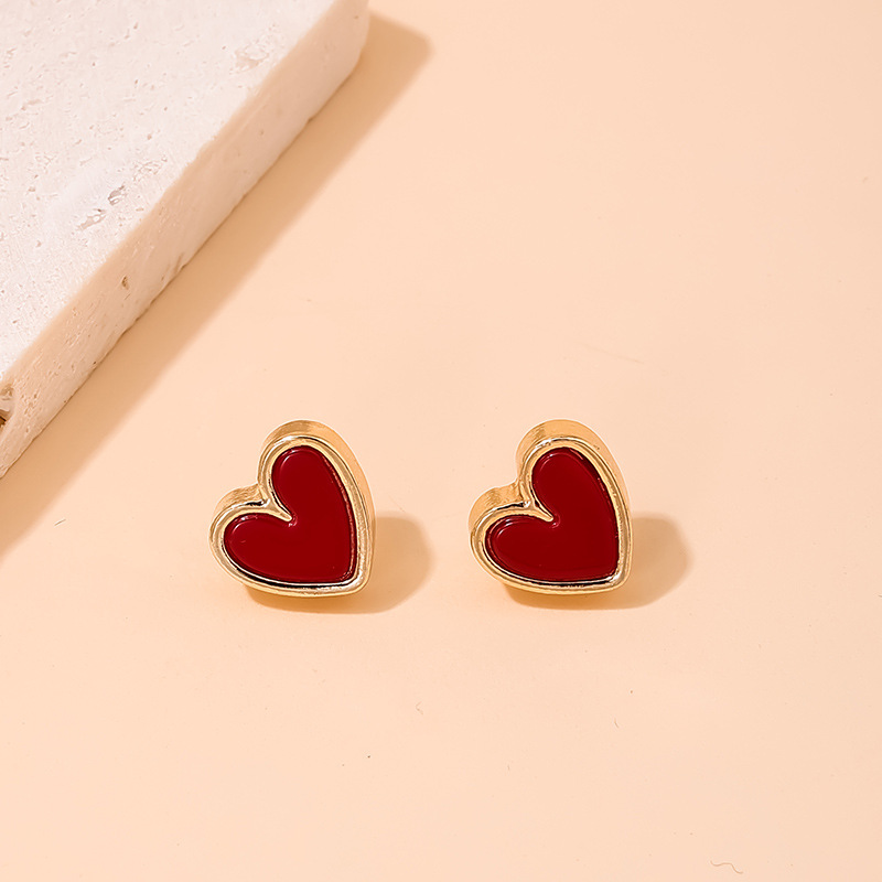 1 Pair Casual Sweet Simple Style Heart Shape Plating Alloy Ear Studs