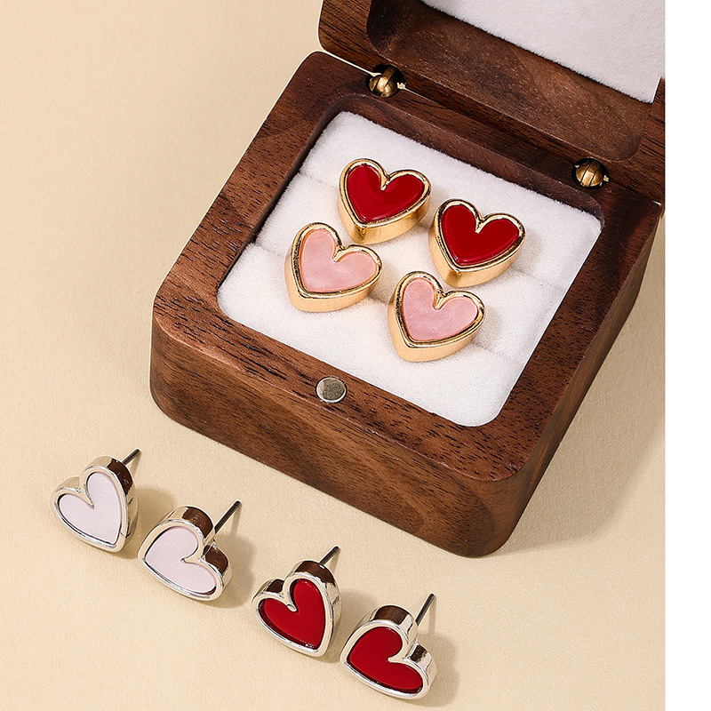 1 Pair Casual Sweet Simple Style Heart Shape Plating Alloy Ear Studs