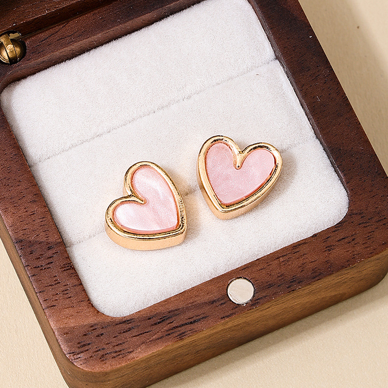 1 Pair Casual Sweet Simple Style Heart Shape Plating Alloy Ear Studs